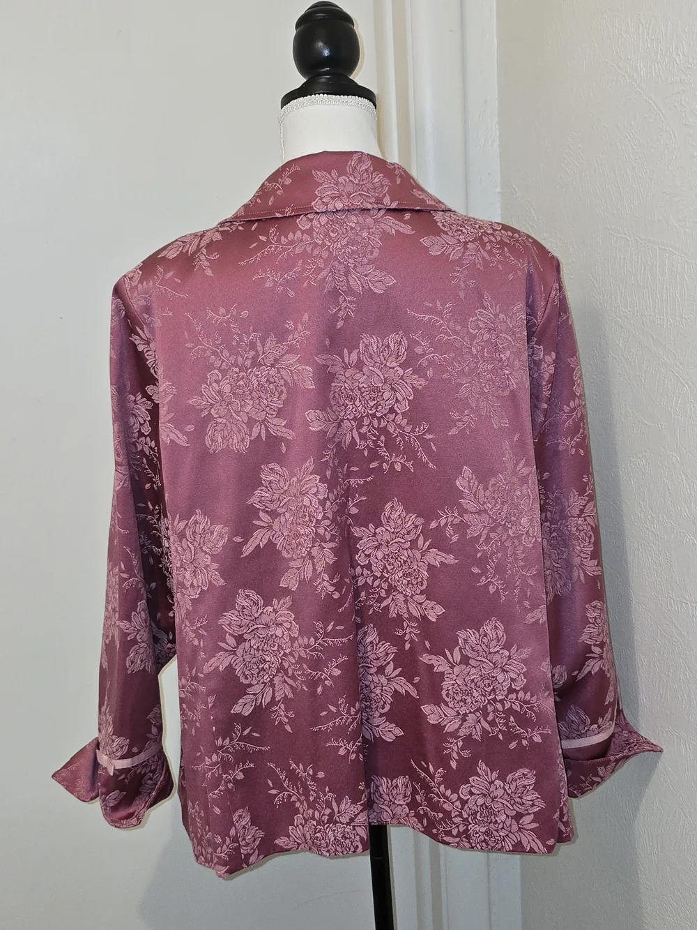 Rose Pink Floral Satin Blazer Jacket